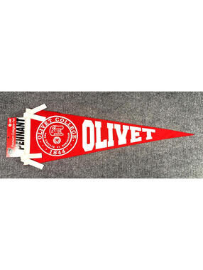 New Vintage Olivet College 27” Inch Felt Red And White School Pendant